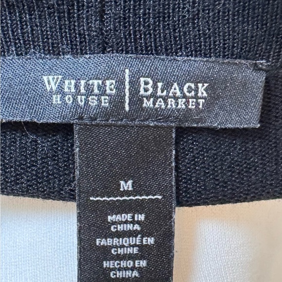 White House Black Market Black Long Minimalist Classic Cardigan Sweater Jacket M - Picture 6 of 9